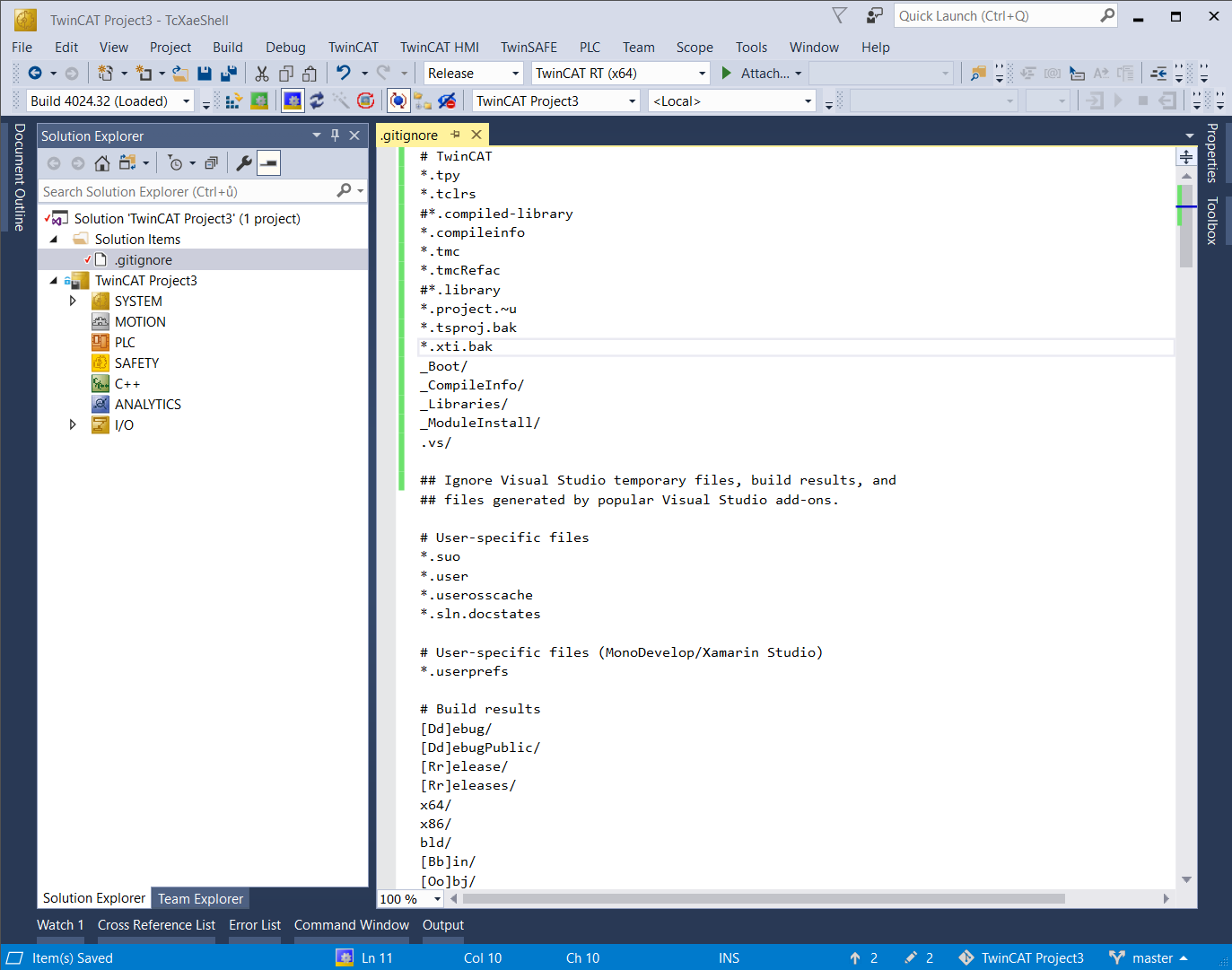 gitignore for twincat 3 and twincat hmi hello twincat