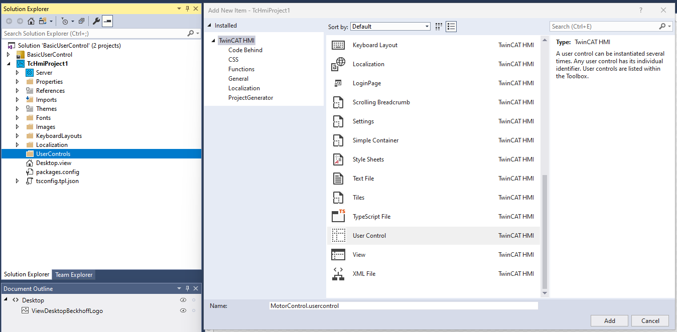 TwinCAT HMI – How to create basic UserControl - Hello TwinCAT